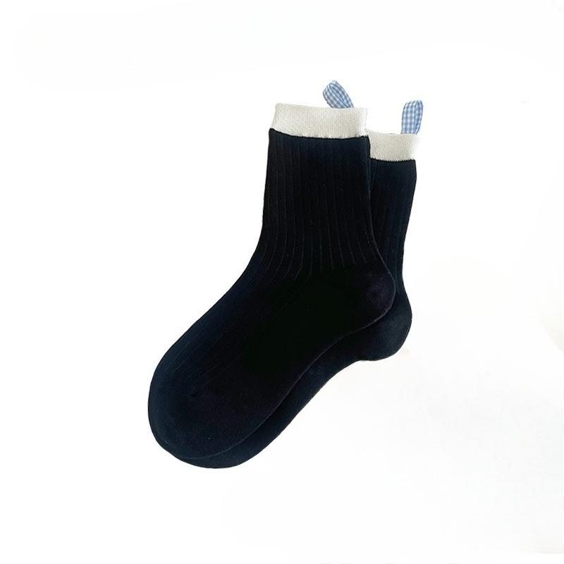 Female Spring and Autumn All-match Personality Pure Cotton Heel Cloth Label College Wind Tube Stack Socks