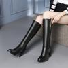 Women's High-heeled Boots Autumn and Winter New Style European and American Style Slim Heel Solid Color Plus Size Mid Length Boots