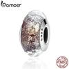 BAMOER Высокое качество стерлингового серебра 925 пробы с европейским узором из муранского стекла, подвесные бусины, подходят для женского браслета
