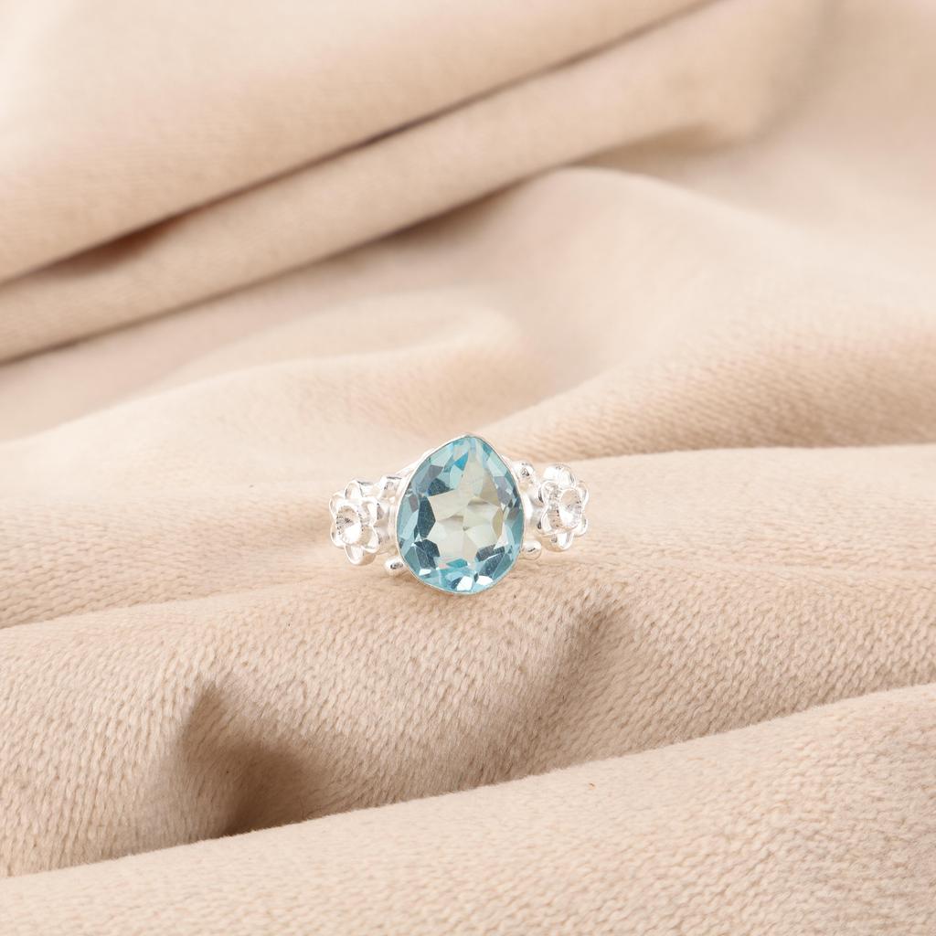 Ювелирные изделия из голубого топаза, кольцо из стерлингового серебра 925 пробы, великолепное серебряное кольцо ручной работы, изящные украшения с драгоценными камнями топаза для свадебного подарка