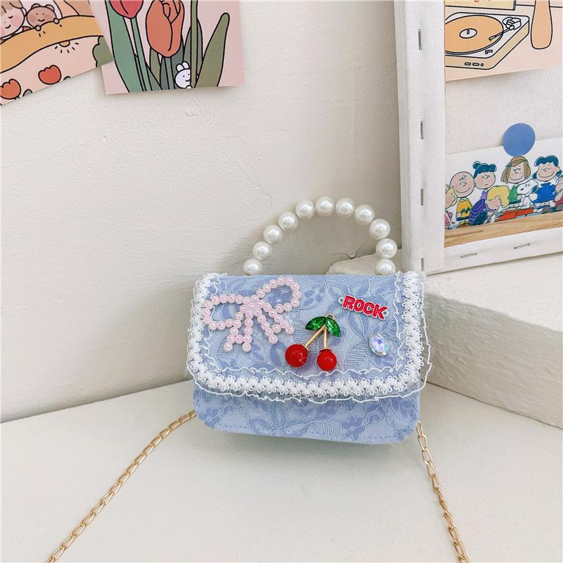 Chic Lace Pearl Handbag For Children In Trendy Floral Styles Ideal For School And Daily Outfits
