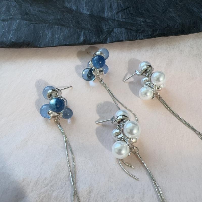 Новые модные роскошные легкие серьги с жемчугом, женские, с длинной бахромой, элегантный стиль для похудения лица, ощущение высокого класса