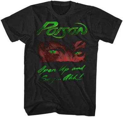 Poison Открой рот и скажи Ааа Мужская футболка 80-х Рок-музыка Группа Мерч