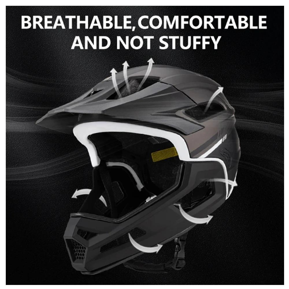 MTB Full Face Bicycle Helmet with Removable Chin Adults Mountain Bike Helmets for Men Women PC+EPS Protection XC Off-road Caps