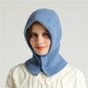 Winter Snap On Woolen Hat And Scarf In One Solid Color, Versatile Knitted Balaclava Hat And Scarf Cover