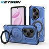 KEYSION Противоударный магнитный чехол для HONOR 400 Pro 5G с откидной металлической подставкой-кольцом для телефона, задняя крышка для Huawei Honor 400 5G