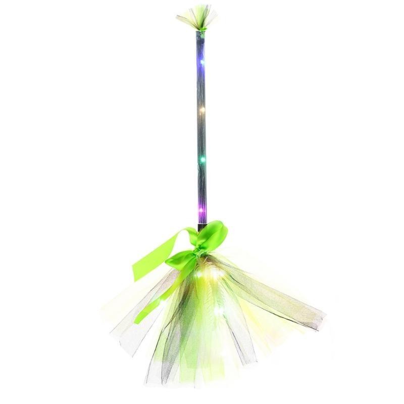 Halloween Party Lighted Witch Broom Plastic Broomsticks Kid Broom Props for Halloween Cosplay Decoration