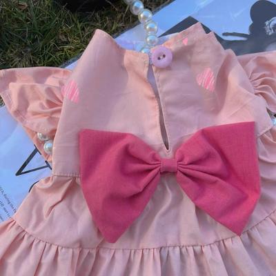 Весенне-летняя юбка для собаки Тедди с бантом Bi Xiong, дышащая, нежно-розовая, темпераментная, одежда для кошек