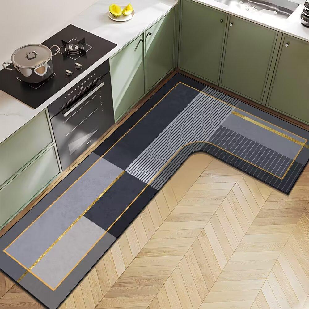 Коврик для кухни Nordic Light Luxury Diatom Mud Household L-образной формы, впитывающий воду, противоскользящий, быстросохнущий и простой в уходе