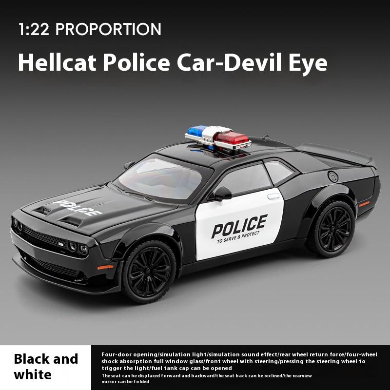 RKJ1 1:24 Dodge Challenger SRT Hellcat American Police Vehicle Enthusiasts Alloy Metal Diecast Model Car Sound Light Gift For Friend