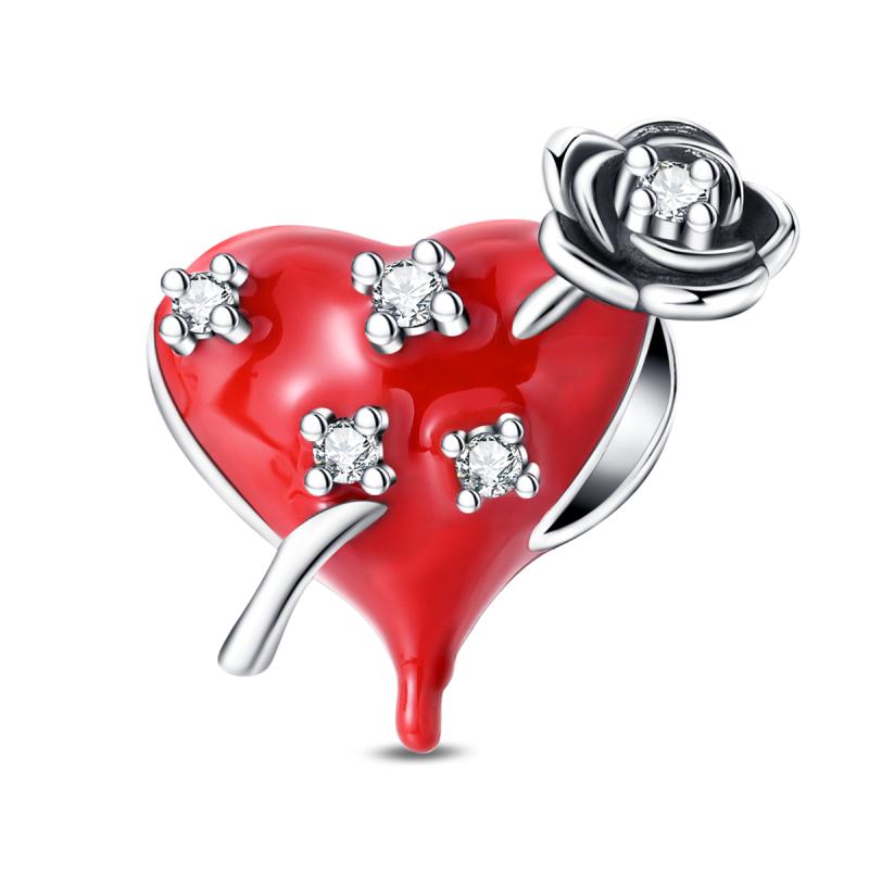 Copper Cute Colorful Flowers Charms Pendant Elegant Romantic Beads Fit Original Bracelet Diy Birthday Jewelry Gift