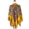 Fashion Women Russian Style Square Scarf Floral Print Fringed Shawl