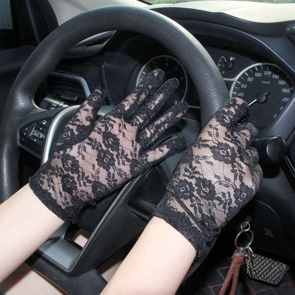 Прозрачные кружевные перчатки с цветочным узором, сетчатые перчатки с отверстиями для защиты от солнца, перчатки от солнца, женские/девичьи