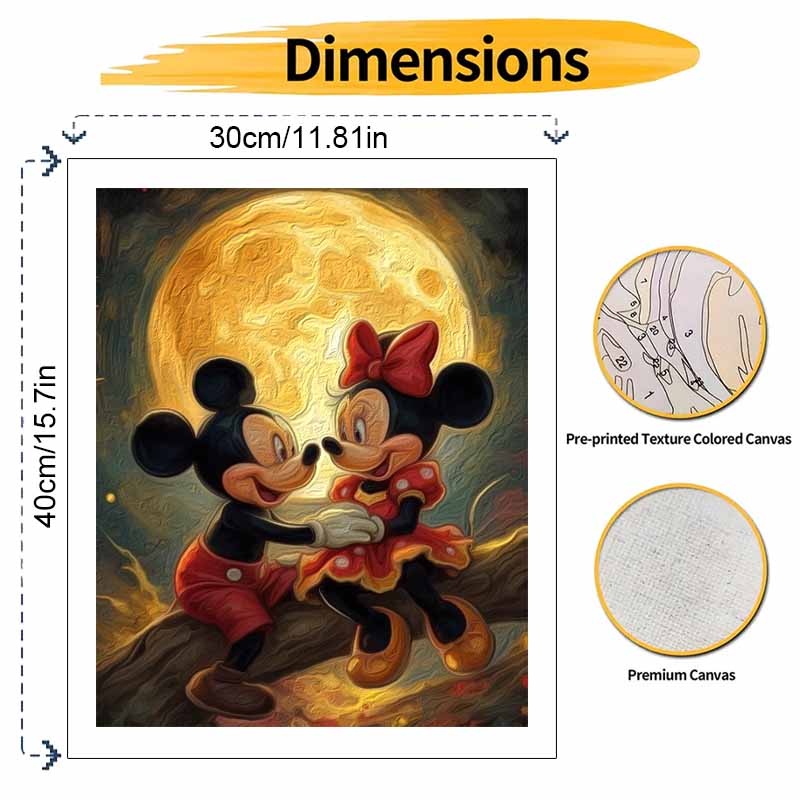 Disney Набор "Раскрась по номерам" Микки Минни Рисунок на Луне Холст DIY Картина Домашний Декор Подарок для Любителей Масляной Живописи Disney Современное Искусство на Стену
