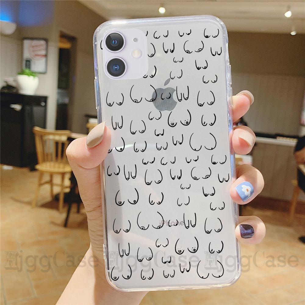 INS смешной Boobs Art эскиз Защитный мягкий чехол для телефона для iPhone 15 14 12 mini 11 13 Pro Xs Max X XR 7 8 Plus SE Силиконовый чехол