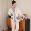 Cute Mouth Wombat Set Home Clothing 2023 Autumn and Winter Thick Coral Velvet Cute Warm Wear Cardigan Pajamas