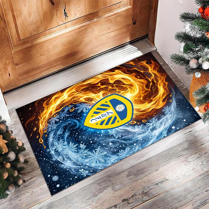 Ковер из хрустального бархата с принтом футбольного клуба Leeds United, Удобный, Впитывающий влагу, Нескользящий, Для помещений