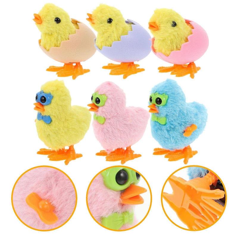 6pcs Chicken Wind Up Toys Funny Windup Walking Toy Easter Party Favors for Kids