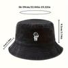 Astronaut Printed Fisherman Hat - Vintage Washed Design, Sun Protection for Outdoor Activities, Suitable for Hiking and Fishing