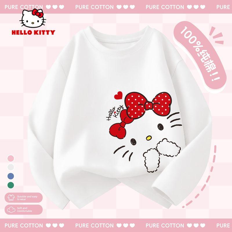 Hello Kitty Girls' Long-Sleeved T-Shirt Spring Children's Inner Top Pure Cotton Stylish Girls' Spring Base Shirt