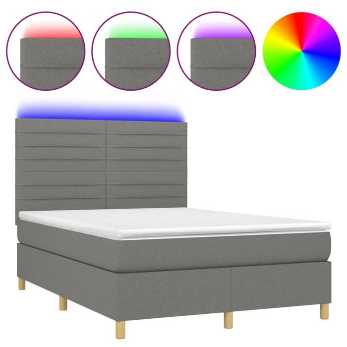 VidaXL Slatted Bed Base with Mattress and LED, Upholstered Bed, Double Bed, Adult Bed for Interior Bedroom, 3135518