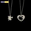 2Pcs/Set Simple Puzzle Heart Matching Pendant Couple Matching Necklace Couple Good Friends Ladies Men Hip Hop Sweater Chain