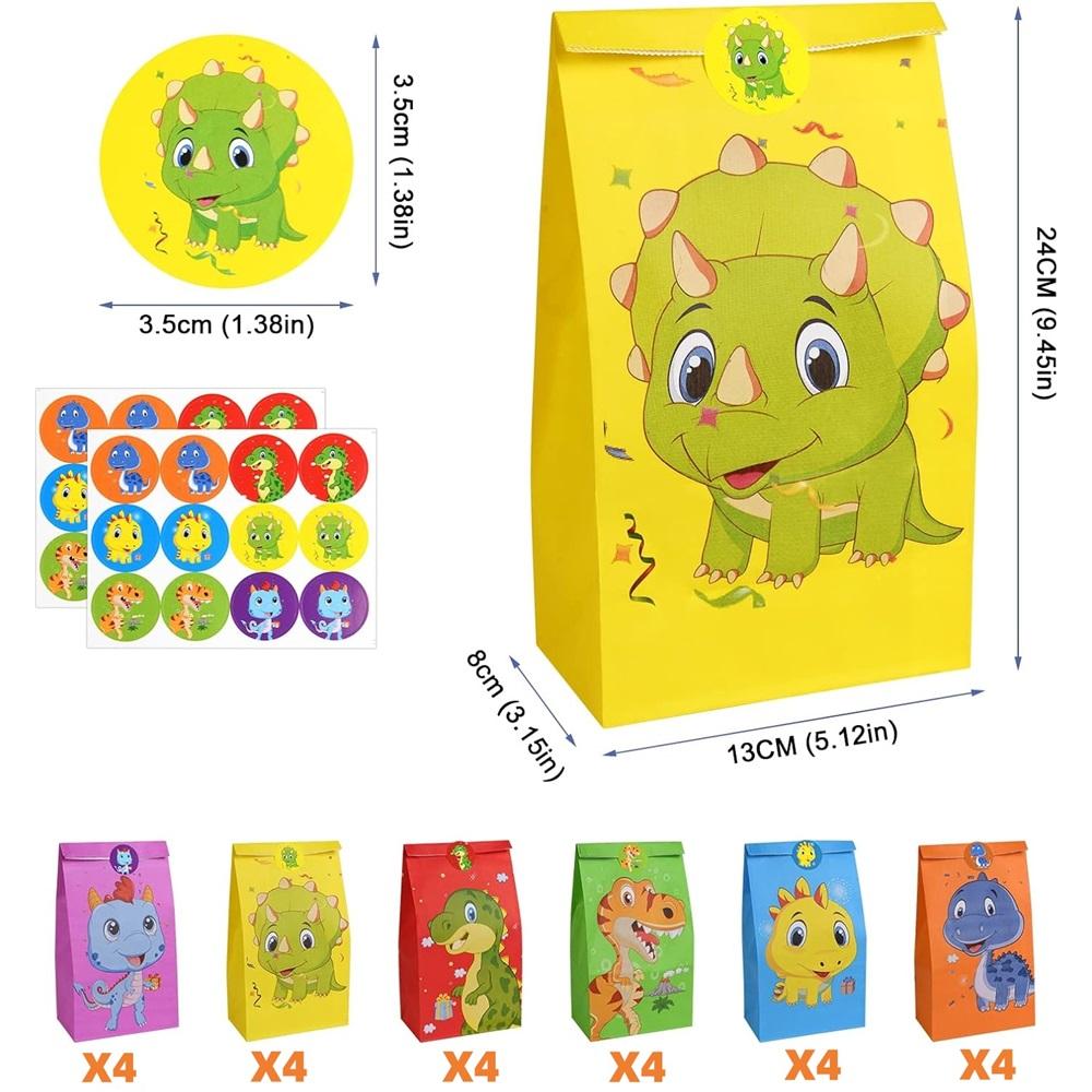 Подарочные пакеты, 24 упаковки бумажных пакетов для вечеринок с милыми наклейками, пакеты из крафт-бумаги для детских вечеринок, праздников, детских дней рождения, Хэллоуина
