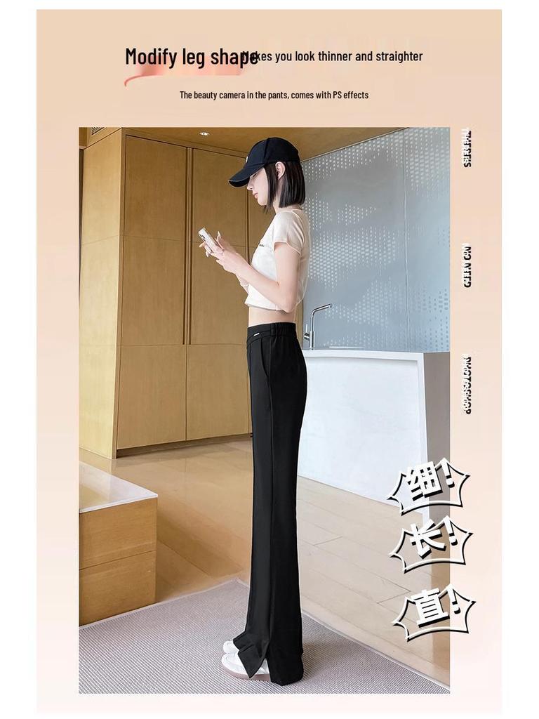 Women's High-Waisted Slit Wide-Leg Micro-Flared Pants - Summer 2025 Collection