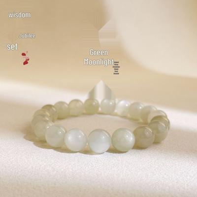 Браслет из натурального зеленого лунного камня и хрусталя Jingxi Collection