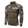 Мужская камуфляжная футболка с длинным рукавом, эластичные рубашки на молнии, военная тактическая рубашка