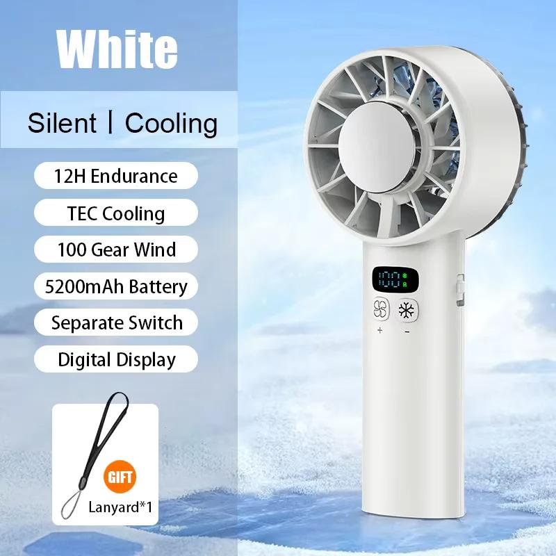 Portable Pocket Fan Semiconductor Refrigeration Mini Ice Compress Mute Handheld Rechargeable 4000mAh Large Capacity