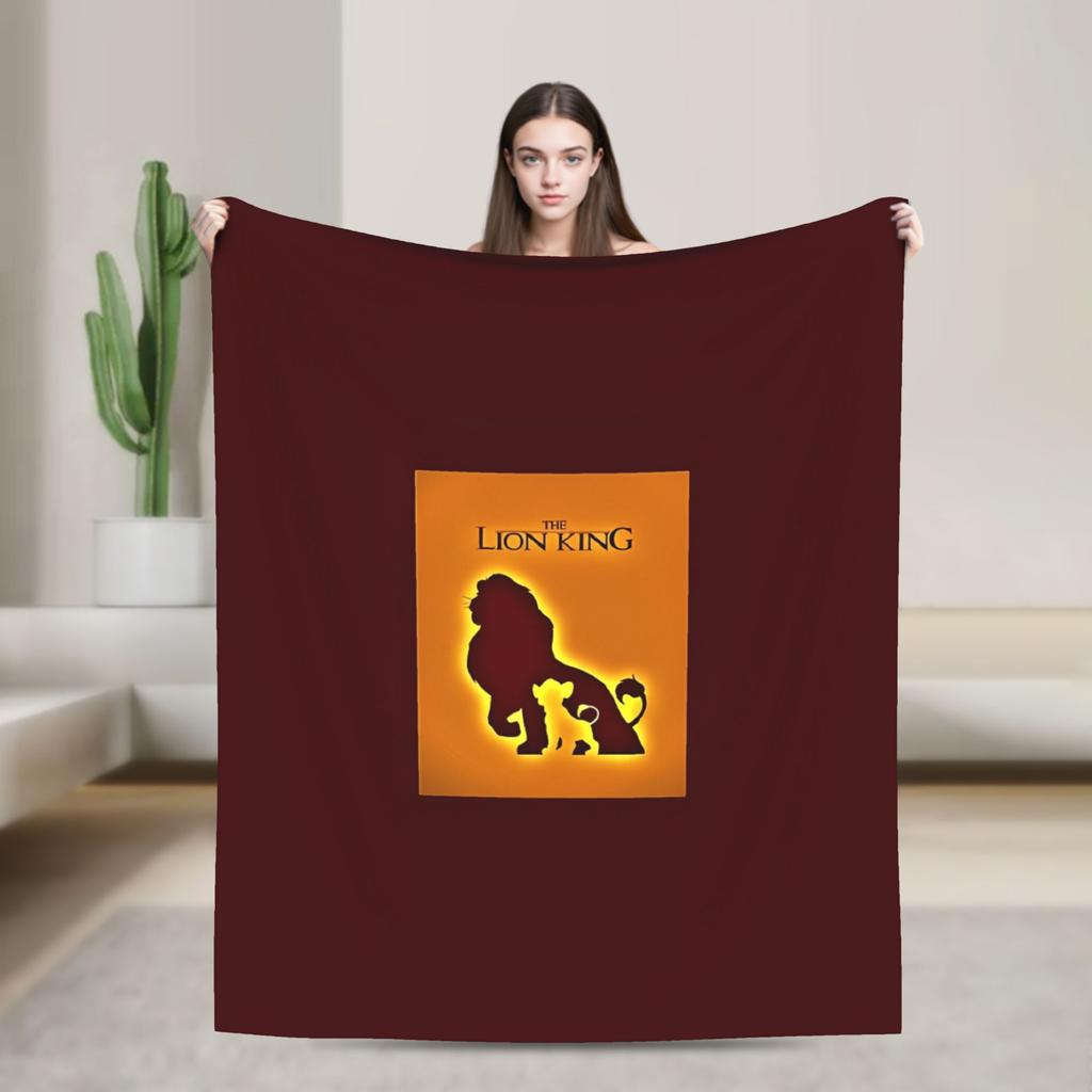 The Lion King Simba Anime Blankets Velvet Anime Warm Throw Blanket for Outdoor Travel Bedspread