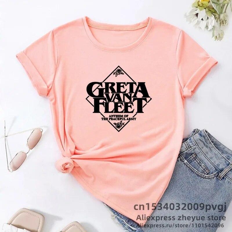 Футболка Greta Van Fleet Tour, женская футболка с рисунком Strange Horizons, женская футболка с короткими рукавами для концертов, одежда унисекс