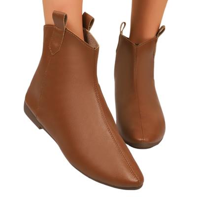 Замшевые ботинки для женщин ботильоны женские ретро однотонные с острым носком из мягкой кожи плоские короткие ботинки повседневные De Mujer 35-42