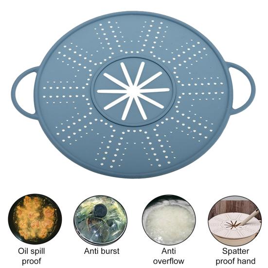 Silicone Splatter Screen for Frying Pan Grease Oil Splash Guard with Handle Heat Insulation Cooling Mat Strainer Drain Board for Baking Cooking