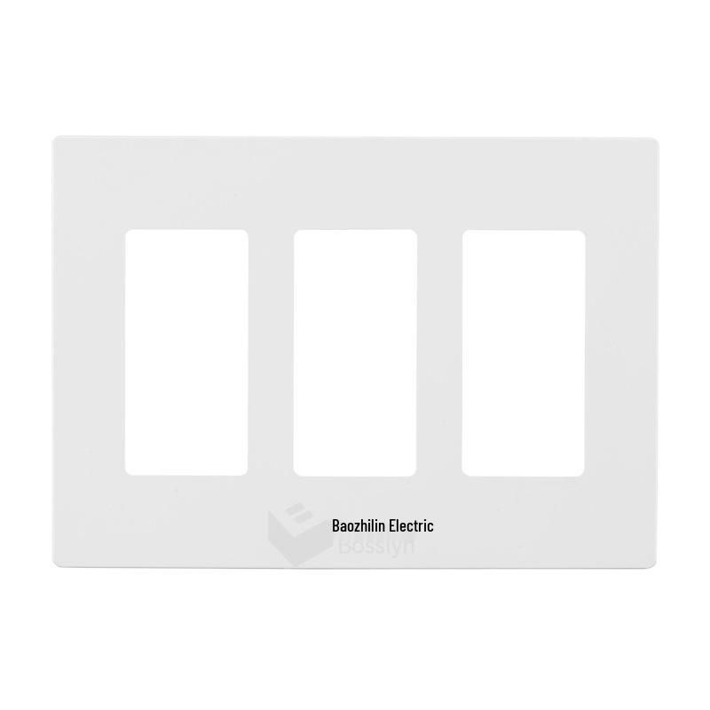 White Three-Gang Screwless Wall Socket Faceplate (US Standard)
