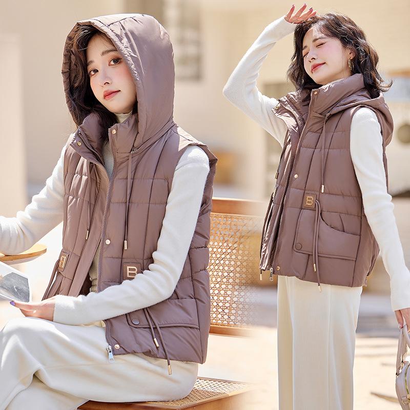 New Autumn and Winter Women's Fashionable Down Cotton Vest Vest Vest Loose and Versatile Outer Wear Cotton Vest