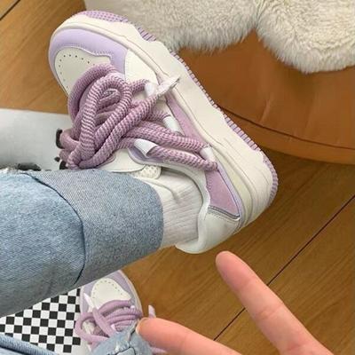 2024 новые туфли на толстой подошве, женские повседневные модные простые универсальные туфли на плоской подошве, цветное сочетание осень-зима