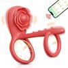 ПРИЛОЖЕНИЕ Rose-Вибрирующие пробки для мужчин Задержка эякуляции Проникновение Член Двойные пенисные кольца Стимулятор промежности Секс-игрушка для мужчин