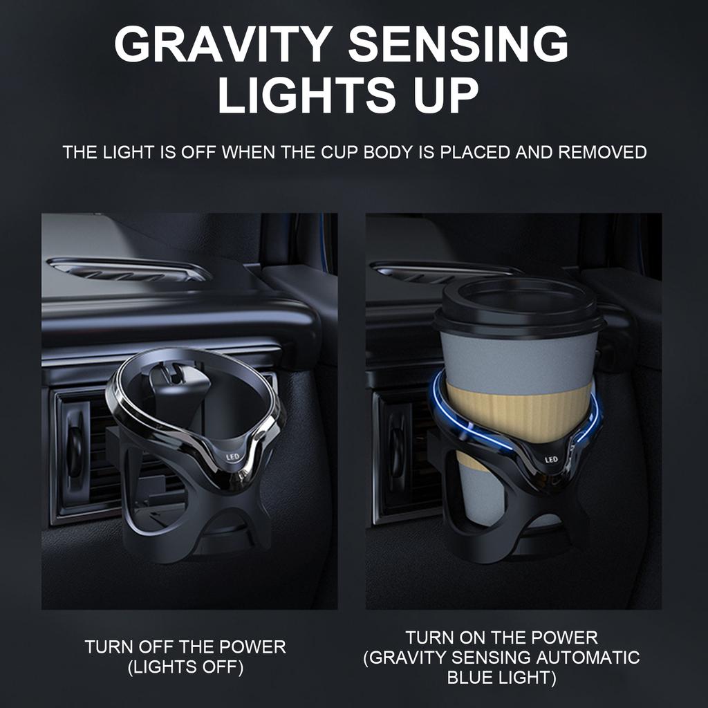 Автомобильный держатель для стакана со светодиодной подсветкой, подставка с датчиком гравитации, держатель для бутылки с водой, держатель для напитков на вентиляционном отверстии