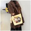 Корейский мультяшный холщовый женский кроссбоди сумка Labubu большой вместимости для студентов для поездок на занятия, вышитая на плечо сумка-ведро CLE
