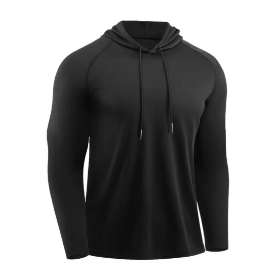 Мужская спортивная худи быстросохнущая с капюшоном фитнес-топ облегающего кроя с длинным рукавом тренировочный пуловер беговая футболка для спортзала, пробежек, тренировок