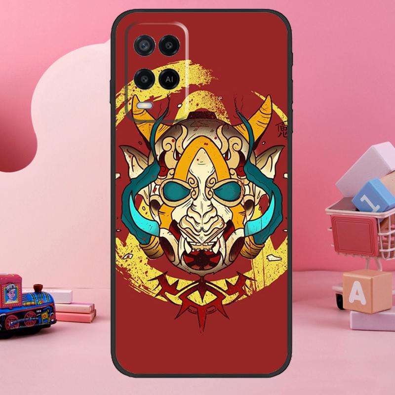 Японский чехол-маска Хання Они для Oppo A74 A94 A54 A17 A57 A77 A76 A16 A96 A18 A60 A80 A40 A38 A58 A78 A98 A15 A5 Pro