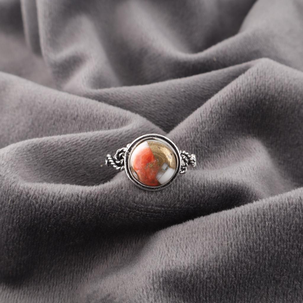 Orange Copper Turquoise 925 Solid Sterling Silver Ring, Handmade Gemstone Ring Jewelry, Designer Ring For Her