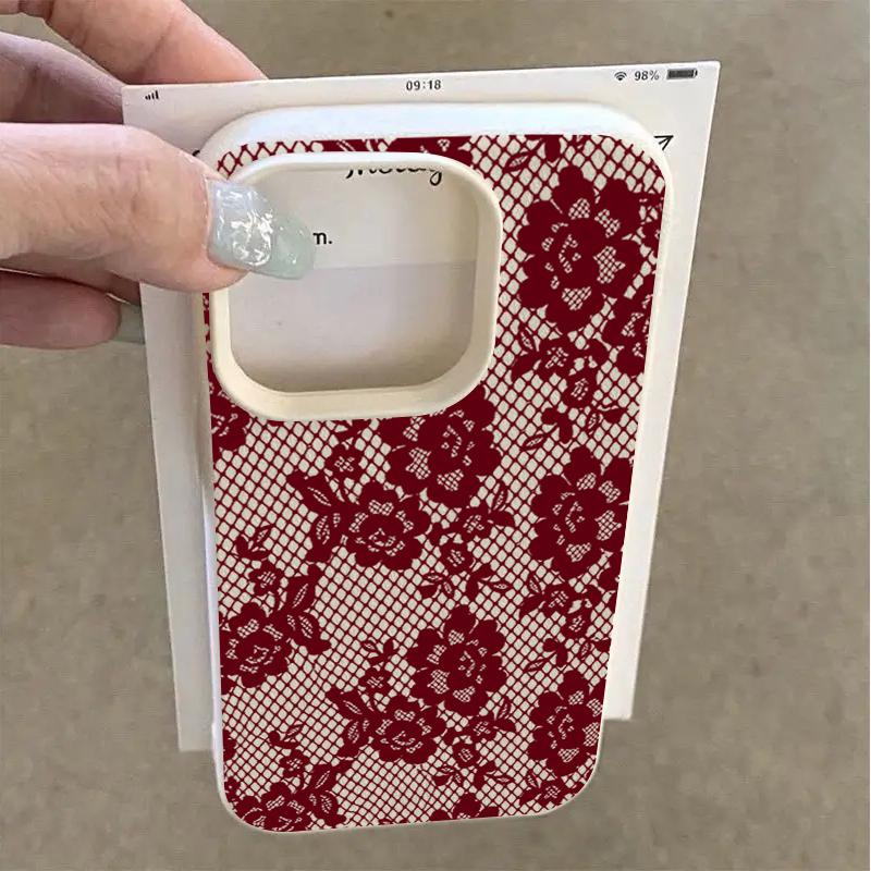 Корейский INS Бордовая Роза Кружево Чехол для Телефона Для Xiaomi Redmi Note 12 13 14 15 Pro Plus 13C 14C 15C 10S 11 12 Защитная Крышка для Объектива