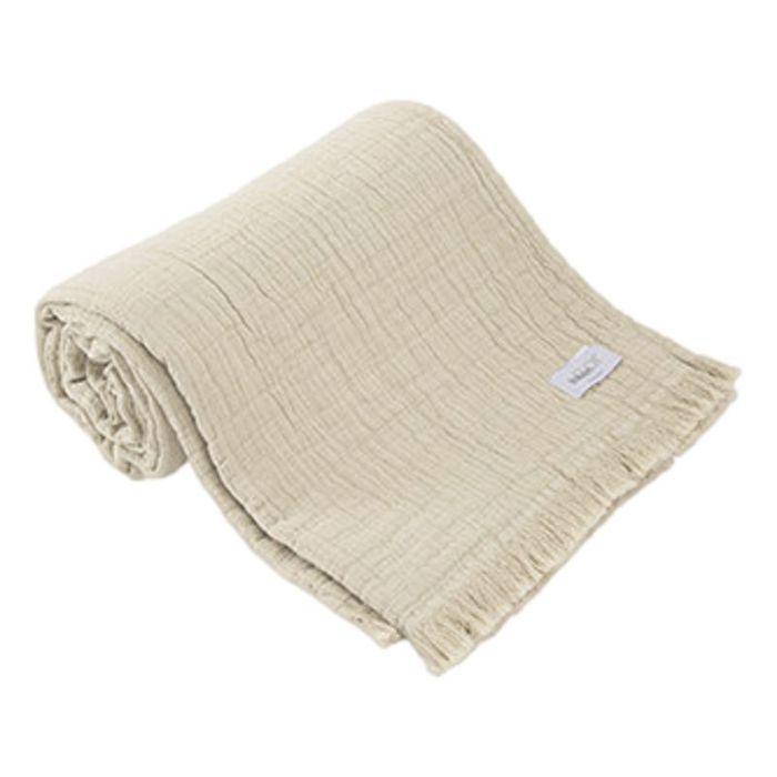 Одеяло с бахромой "Brehat" Toison d'or Stonewashed Cotton Gauze - Brehat Galet