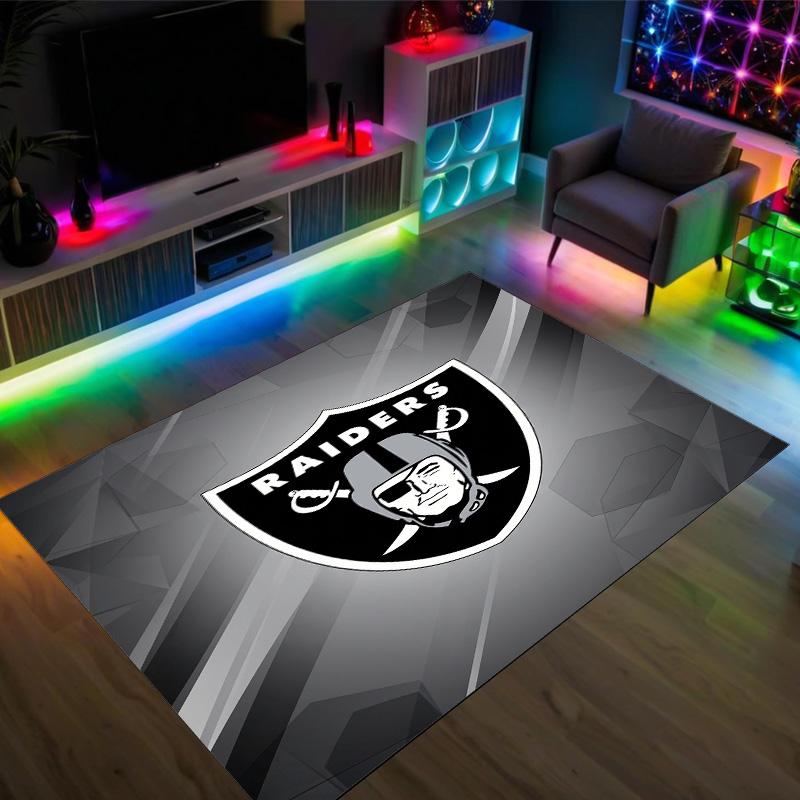 Las Vegas Raiders Design Crystal Velvet Carpet Cozy Non?Slip Printed Rug For Bedroom Living Room Entrance