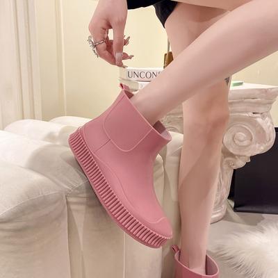 Летние новые модные женские резиновые сапоги для отдыха на открытом воздухе, водонепроницаемые женские дождевые сапоги с толстой подошвой, противоскользящие, легкие, из ПВХ, ботильоны без застежек