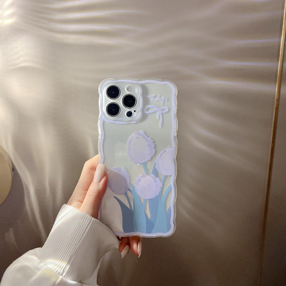 Чехол для телефона Tulip для Apple iPhone16promax-Wavy Tulip Cute Bear Butterfly противоударный мягкий силиконовый чехол для iPhone16/15/14/13/12/11/Pro/Promax/Plus