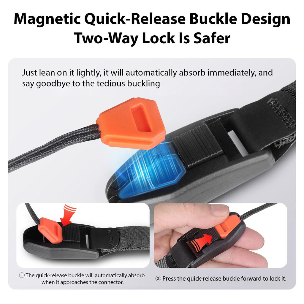 Camera Wrist Strap Adjustable Magnetic Quick Release with Safety Connector for Most Cameras